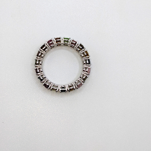 Multi-colored Tourmaline Gemstone Eternity Ring - Picture 4 of 15